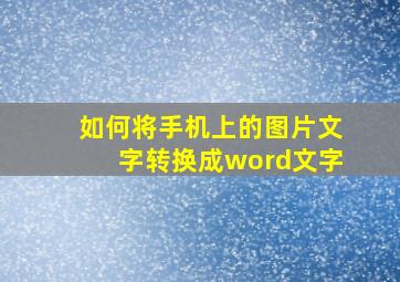 如何将手机上的图片文字转换成word文字