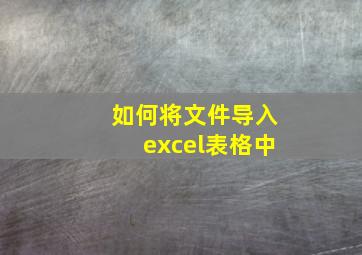 如何将文件导入excel表格中