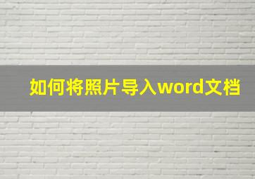 如何将照片导入word文档