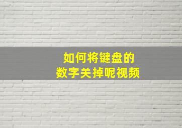 如何将键盘的数字关掉呢视频