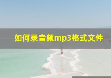 如何录音频mp3格式文件