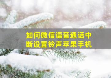 如何微信语音通话中断设置铃声苹果手机