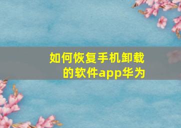 如何恢复手机卸载的软件app华为