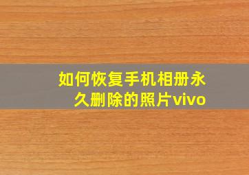 如何恢复手机相册永久删除的照片vivo