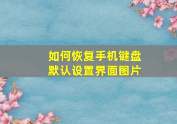 如何恢复手机键盘默认设置界面图片