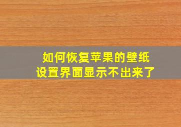 如何恢复苹果的壁纸设置界面显示不出来了