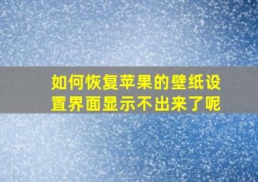 如何恢复苹果的壁纸设置界面显示不出来了呢