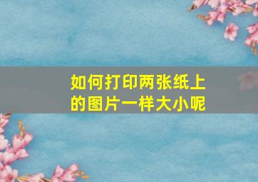 如何打印两张纸上的图片一样大小呢