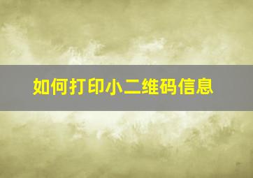 如何打印小二维码信息