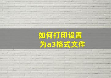 如何打印设置为a3格式文件