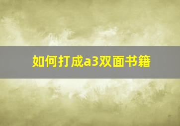 如何打成a3双面书籍