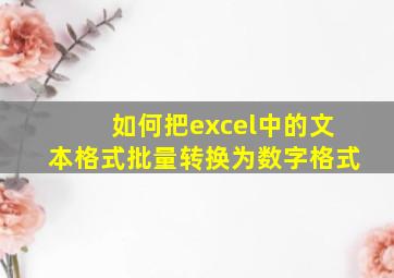 如何把excel中的文本格式批量转换为数字格式