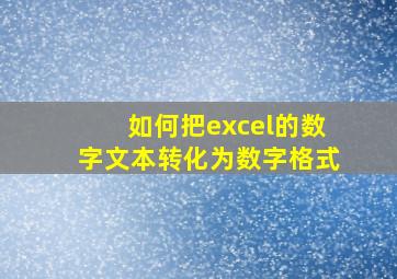 如何把excel的数字文本转化为数字格式