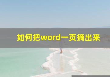 如何把word一页摘出来