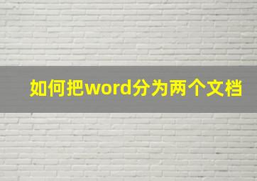 如何把word分为两个文档