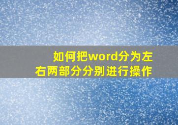 如何把word分为左右两部分分别进行操作