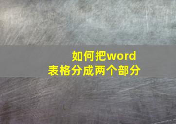 如何把word表格分成两个部分