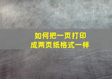 如何把一页打印成两页纸格式一样