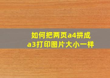 如何把两页a4拼成a3打印图片大小一样