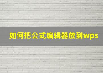 如何把公式编辑器放到wps