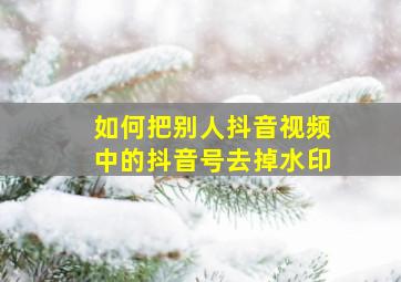 如何把别人抖音视频中的抖音号去掉水印