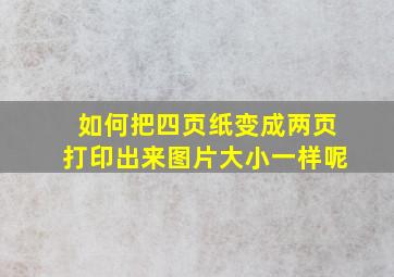 如何把四页纸变成两页打印出来图片大小一样呢