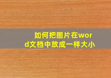 如何把图片在word文档中放成一样大小