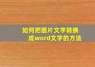 如何把图片文字转换成word文字的方法