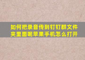 如何把录音传到钉钉群文件夹里面呢苹果手机怎么打开