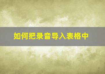 如何把录音导入表格中