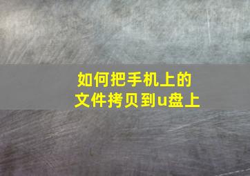 如何把手机上的文件拷贝到u盘上