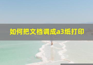 如何把文档调成a3纸打印