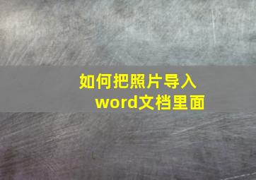 如何把照片导入word文档里面