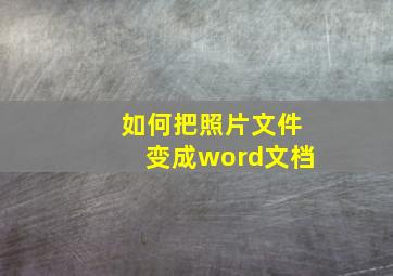 如何把照片文件变成word文档