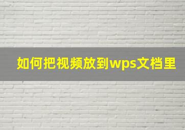 如何把视频放到wps文档里