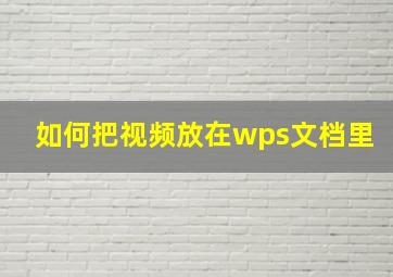 如何把视频放在wps文档里