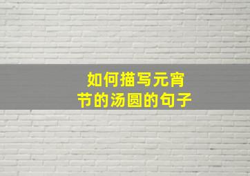 如何描写元宵节的汤圆的句子