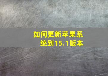 如何更新苹果系统到15.1版本