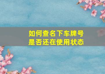 如何查名下车牌号是否还在使用状态