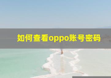 如何查看oppo账号密码