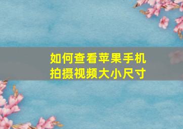 如何查看苹果手机拍摄视频大小尺寸