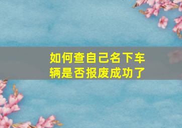 如何查自己名下车辆是否报废成功了