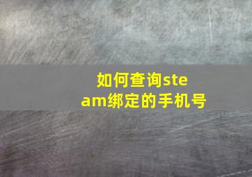 如何查询steam绑定的手机号