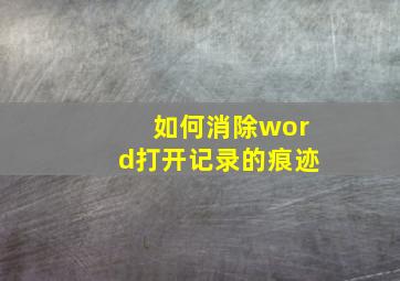 如何消除word打开记录的痕迹