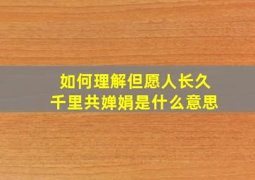 如何理解但愿人长久千里共婵娟是什么意思