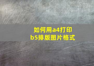 如何用a4打印b5排版图片格式