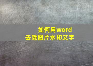 如何用word去除图片水印文字