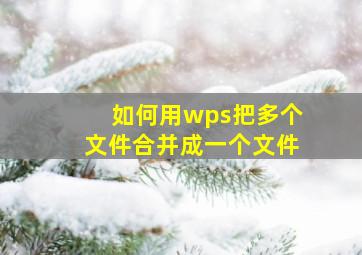 如何用wps把多个文件合并成一个文件