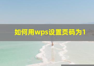 如何用wps设置页码为1