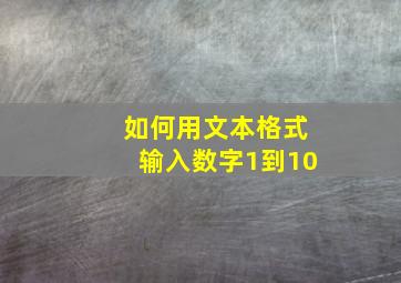 如何用文本格式输入数字1到10